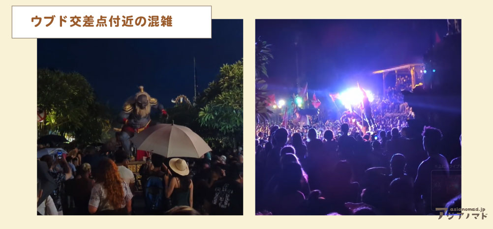 オゴオゴ・ウブド交差点付近の混雑写真